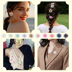 40 шт. 10 стиля цветочные плиссированные полиэстеровые стразы украшения аксессуары&nbsp;DIY-FG0008-37