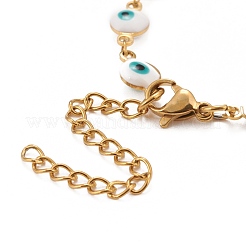 Овальный эмалевый браслет с цепочками от сглаза&nbsp;BJEW-P271-04G-02