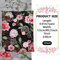 1 ярд полиэфирной ткани с цветочным узором и вышивкой AJEW-WH0314-473B