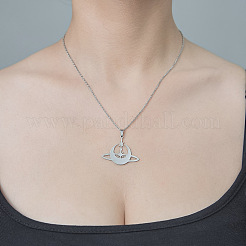 Не тускнеющее ожерелье с подвеской в виде планеты из нержавеющей стали 201&nbsp;NJEW-OY002-30