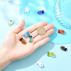 10 шт. 10-х цветные бусины-рыбки из фольги ручной работы&nbsp;FOIL-YW0001-03