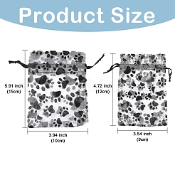 20 шт. мешочки для украшений из органзы с принтом лапы на шнурке&nbsp;ABAG-YW0001-15A