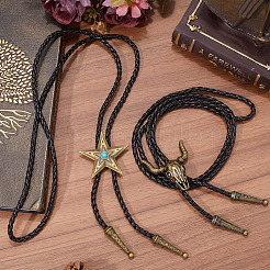 2 шт. 2 стиля регулируемый винтажный галстук-боло из искусственной кожи&nbsp;NJEW-GF0001-11