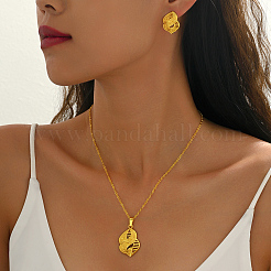 Комплекты из латунного кулона-лепестка и серег-гвоздиков для женщин&nbsp;RC2945