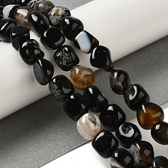 Натуральный черный агат бисер нитей&nbsp;G-NH0017-B04-02