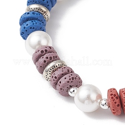 Браслеты из натурального лавового камня и ракушек с бусинами и жемчугом для женщин&nbsp;BJEW-JB12139