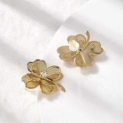 Серьги-гвоздики из латуни с клевером&nbsp;EJEW-A146-02G