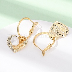 Серьги-кольца в форме сердца из латуни с натуральным жемчугом&nbsp;EJEW-Z159-03G