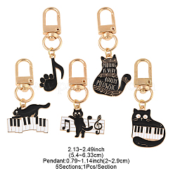 5 шт. подвеска из сплава и эмали на тему кошек и музыки&nbsp;HJEW-FS00035-03
