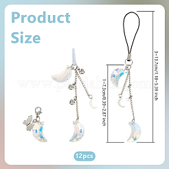 4 шт. стеклянные и латунные мобильные ремешки и мобильные пылезащитные вилки и подвесные комплекты для украшения&nbsp;HJEW-OC00029