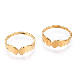 Ионное покрытие (IP) 304 нержавеющая сталь крыло регулируемое кольцо для женщин&nbsp;LS-RJEW-T027-10G