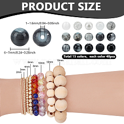 600шт 15 вида стеклянных бусин&nbsp;GLAA-PH0004-27