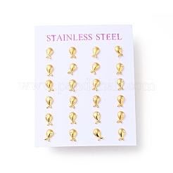 Серьги-гвоздики в форме рыбок с кристаллами и стразами&nbsp;EJEW-J043-06G