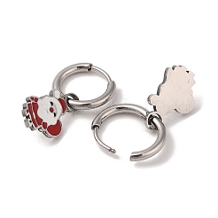 3 пара 3 стилей рождественских серег-колец и гвоздиков из нержавеющей стали 304 для женщин&nbsp;EJEW-K279-12A-P