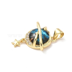 Латунный микропаве прозрачный кубический цирконий с подвесками из смолы&nbsp;KK-L239-048G-01