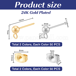 Фурнитура для сережек-гвоздиков из нержавеющей стали 304&nbsp;STAS-PH0007-04