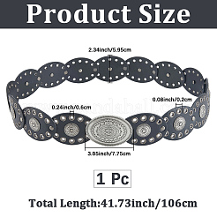 Винтажные ремни из сплава и искусственной кожи с овальными монетами&nbsp;AJEW-WH20128-038A