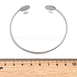 Заготовки для браслетов-манжет из нержавеющей стали 304 с плоскими круглыми подставками&nbsp;STAS-D381-01A-P