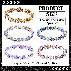 5шт. 5-х цветные браслеты из стеклянных бусин&nbsp;BJEW-HY0002-01