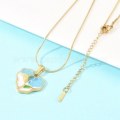 Ожерелья с подвеской в виде цветочного сердца из нержавеющей стали 304&nbsp;NJEW-H088-01G