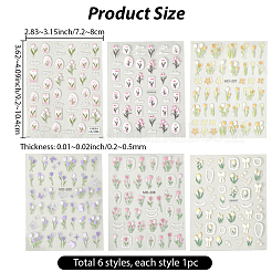 6 лист 6 стиля узор тюльпан самоклеящиеся наклейки для ногтей для домашних животных наклейки&nbsp;MRMJ-SP0001-20