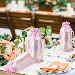 Розовый атласный мешочек для бутылки вина&nbsp;ST-CJ0033-01