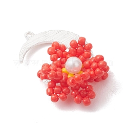 Подвески в виде луны и цветка из стеклянного бисера&nbsp;PALLOY-MZ01185-04