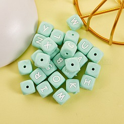 26 шт. 26 стиля силиконовые бусины с алфавитом для изготовления браслетов или ожерелий&nbsp;SIL-SZ0001-01C