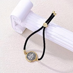 Браслеты-слайдеры из сплава с нейлоновой веревкой&nbsp;BJEW-Z156-02G-02