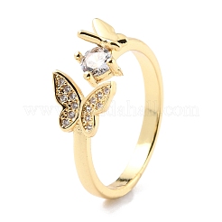 Кольцо-манжета из латуни с микропаве и кубическим цирконием&nbsp;RJEW-F116-20G