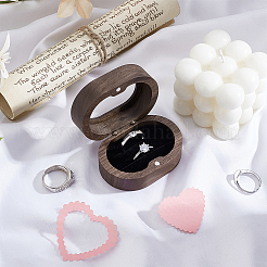 Овальные деревянные коробочки для хранения обручальных колец с бархатной внутри&nbsp;CON-WH0107-32