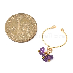 Женские манжеты-кольца из плетеных бусин с натуральными драгоценными камнями&nbsp;RJEW-JR00952-01