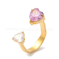 Открытые манжетные кольца из нержавеющей стали 304 с микропаве из кубического циркония&nbsp;RJEW-S415-01G-02