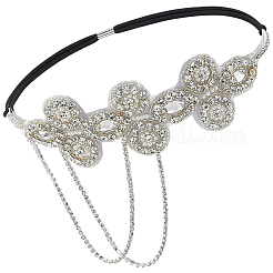 Цветок полиэстер стразы и сплав пластика жемчуг кисточка цепочка аксессуары для волос&nbsp;OHAR-WH20020-02S