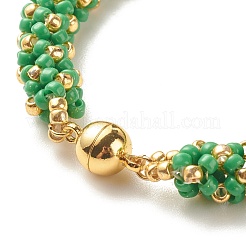 Браслет из стеклянных бусин с латунной магнитной застежкой&nbsp;BJEW-JB07802-02