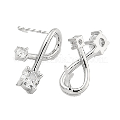 Серьга из латуни с прозрачным фианитом и микро-паве&nbsp;LS-EJEW-U009-01P