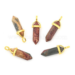 Натуральная полихромная яшма/камень Пикассо/пуля из яшмы Пикассо с двойными концами и заостренными подвесками&nbsp;LS-G-G902-B26