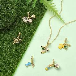 6 шт. 6 стиля латунные эмалевые европейские подвески-шармы&nbsp;KK-CJ0003-95