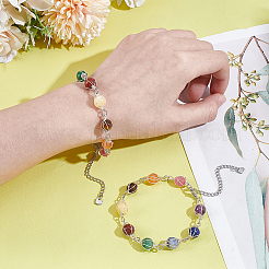 2 шт. круглые браслеты из натуральных смешанных драгоценных камней для женщин&nbsp;BJEW-UN00018