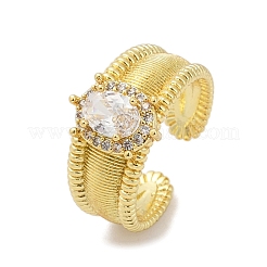 Открытые манжеты из латуни с микропаве и цирконием для женщин&nbsp;RJEW-U059-01G-02