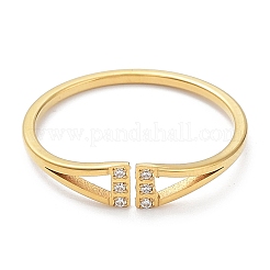 Кольцо-манжета из нержавеющей стали 304 с ионным покрытием (IP) и открытым треугольником с кубическим цирконием&nbsp;RJEW-K224-09G