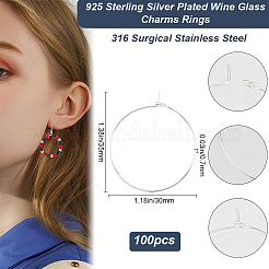 100 шт. 316 хирургическая нержавеющая сталь винные бокалы кольца подвески&nbsp;STAS-BBC0005-97C