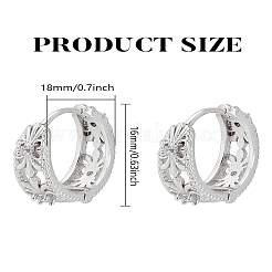 1 пара серег-колец из латуни с микропаве из прозрачных кубических цирконий&nbsp;EJEW-LP0004-68P