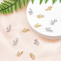 12шт 2 цвета латунные микро проложить кубический цирконий шармы&nbsp;KK-FH0007-76