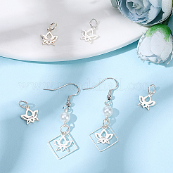 5 шт. 925 подвески в виде цветка лотоса из стерлингового серебра с 925 штампами и соединительными кольцами&nbsp;FIND-BBC0001-73