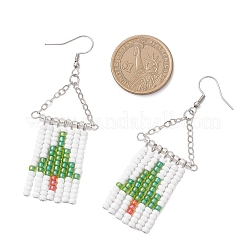 Серьги-подвески в виде деревьев из латунного стекла&nbsp;EJEW-MZ00600