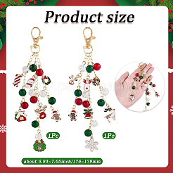 2 шт. 2 стиля рождественских подвесных украшений из эмалевого сплава&nbsp;HJEW-SP0001-48A