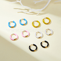 5 пара двухцветных серег-колец из нержавеющей стали 316 с эмалью&nbsp;EJEW-DC0001-39A