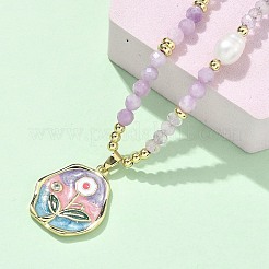 Женские ожерелья с подвесками из натурального лавандового аметиста&nbsp;NJEW-G165-01C-G