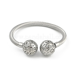 Полые круглые латунные открытые браслеты-манжеты&nbsp;BJEW-Z074-04P